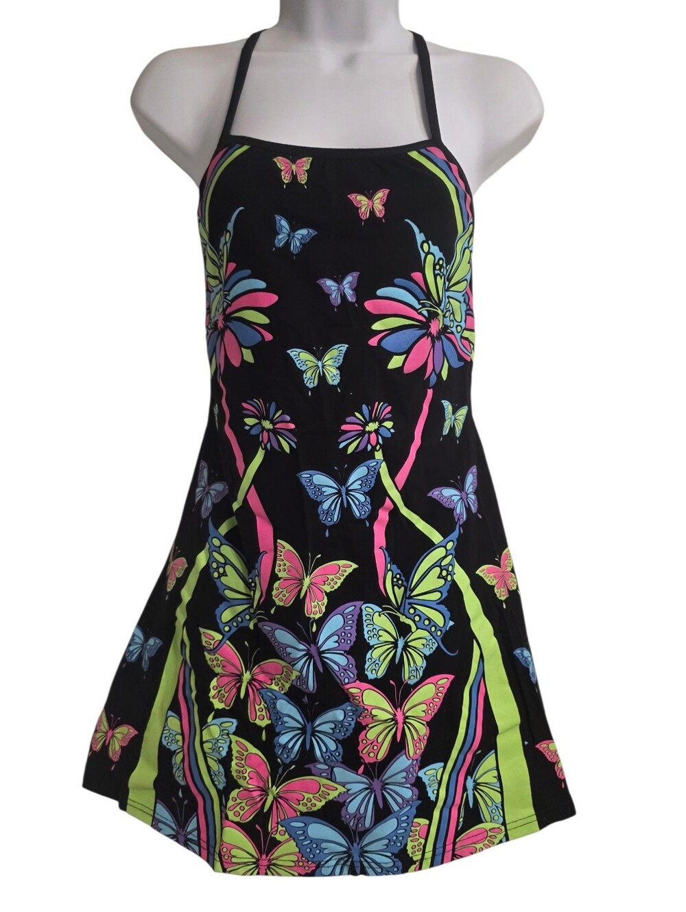 Club Exx Sonic Synergy Glow In The Dark Mini Dress- L